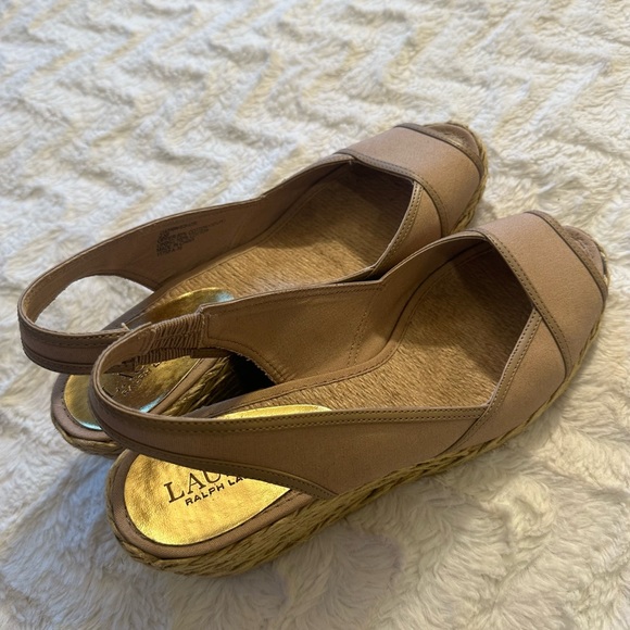 Lauren Ralph Lauren Women's Beige Catrin Peep Toe Espadrilles Size 9 - Picture 8 of 9
